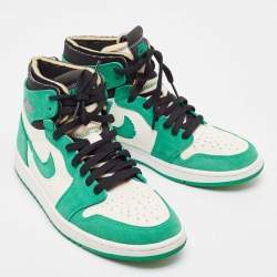 Pre Owned Air Jordans Green Suede and Leather 1 Retro High Zoom Sneakers Size 43