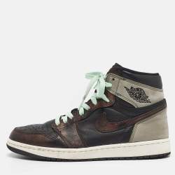 Air Jordans Multicolor Leather Jordan 1 Retro High Light Army Rust Shadow Patina Sneakers Size 43