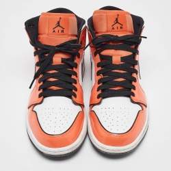 Air Jordans Multicolor Patent and Leather Jordan 1 Mid SE Turf Orange Sneakers Size 43