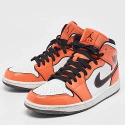 Air Jordans Multicolor Patent and Leather Jordan 1 Mid SE Turf Orange Sneakers Size 43