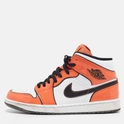 Air Jordans Multicolor Patent and Leather Jordan 1 Mid SE Turf Orange Sneakers Size 43