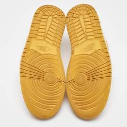 Air Jordans Yellow/White Leather Jordan 1 Low Pollen Sneakers Size 43