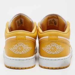 Air Jordans Yellow/White Leather Jordan 1 Low Pollen Sneakers Size 43