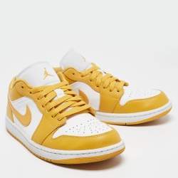 Air Jordans Yellow/White Leather Jordan 1 Low Pollen Sneakers Size 43