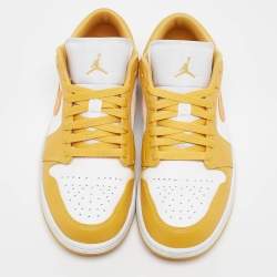 Air Jordans Yellow/White Leather Jordan 1 Low Pollen Sneakers Size 43