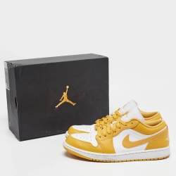 Air Jordans Yellow/White Leather Jordan 1 Low Pollen Sneakers Size 43