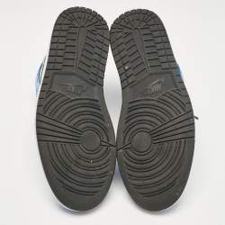 Pre Owned Air Jordans Multicolor Patent and Leather Jordan 1 Mid Signal Blue Sneakers Size 43