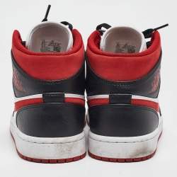 Air Jordans Multicolor Leather Jordan 1 Mid Gym Red Black White Sneakers Size 43