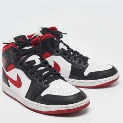 Air Jordans Multicolor Leather Jordan 1 Mid Gym Red Black White Sneakers Size 43