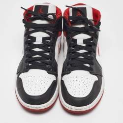 Air Jordans Multicolor Leather Jordan 1 Mid Gym Red Black White Sneakers Size 43