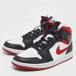Air Jordans Multicolor Leather Jordan 1 Mid Gym Red Black White Sneakers Size 43