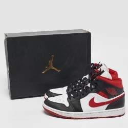 Air Jordans Multicolor Leather Jordan 1 Mid Gym Red Black White Sneakers Size 43