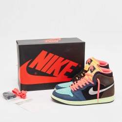 Air Jordans Multicolor Nubuck Leather Jordan 1 Retro High Tokyo Bio Hack Sneakers Size 45.5