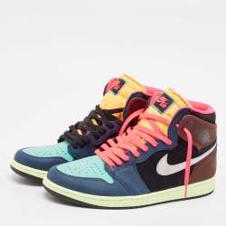 Air Jordans Multicolor Nubuck Leather Jordan 1 Retro High Tokyo Bio Hack Sneakers Size 45.5