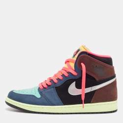Air Jordans Multicolor Nubuck Leather Jordan 1 Retro High Tokyo Bio Hack Sneakers Size 45.5