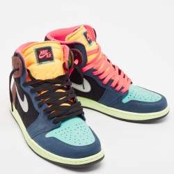 Air Jordans Multicolor Nubuck Leather Jordan 1 Retro High Tokyo Bio Hack Sneakers Size 45.5