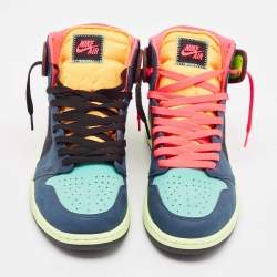 Air Jordans Multicolor Nubuck Leather Jordan 1 Retro High Tokyo Bio Hack Sneakers Size 45.5