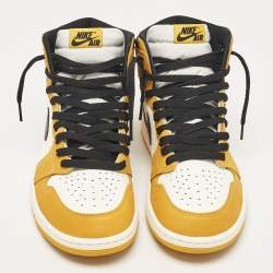 Pre Owned Air Jordans Multicolor Leather Jordan 1 Retro High OG Yellow Ochre Sneakers Size 43