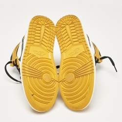 Pre Owned Air Jordans Multicolor Leather Jordan 1 Retro High OG Yellow Ochre Sneakers Size 43