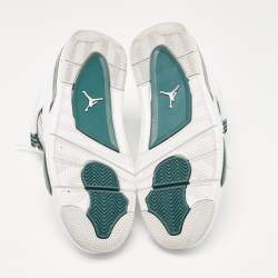 Pre Owned Air Jordans White Leather Jordan 4 Retro Oxidized Green Sneakers Size 43