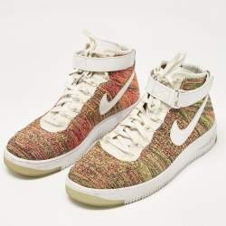Air Jordans Multicolor Fabric and Leather Air Force High Top Sneakers Size 46