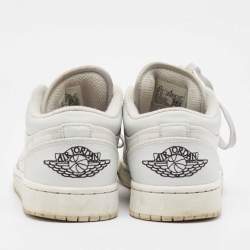 Pre Owned Air Jordans Grey Leather Jordan 1 Low White Camo Sneakers Size 42