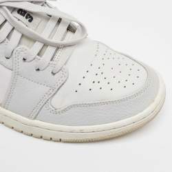 Pre Owned Air Jordans Grey Leather Jordan 1 Low White Camo Sneakers Size 42