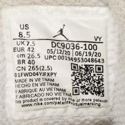 Pre Owned Air Jordans Grey Leather Jordan 1 Low White Camo Sneakers Size 42