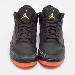 Pre Owned Air Jordans Black Leather Jordan 3 Retro J Balvin Rio Sneakers Size 46