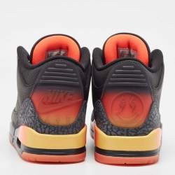 Pre Owned Air Jordans Black Leather Jordan 3 Retro J Balvin Rio Sneakers Size 46