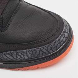 Pre Owned Air Jordans Black Leather Jordan 3 Retro J Balvin Rio Sneakers Size 46