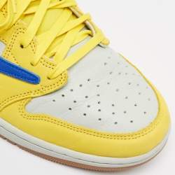 Pre Owned Air Jordans Multicolor Leather Jordan 1 Retro Low OG SP Travis Scott Canary Sneakers Size 46