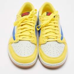 Pre Owned Air Jordans Multicolor Leather Jordan 1 Retro Low OG SP Travis Scott Canary Sneakers Size 46