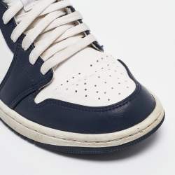 Air Jordans Blue/White Leather Jordan 1 Mid Obsidian Sneakers Size 41