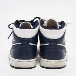 Air Jordans Blue/White Leather Jordan 1 Mid Obsidian Sneakers Size 41