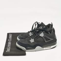 Air Jordans Black Canvas Jordan 4 Retro SE Sneakers Size 41
