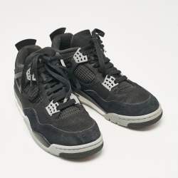 Air Jordans Black Canvas Jordan 4 Retro SE Sneakers Size 41