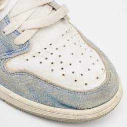 Air Jordans Blue/White Leather and Suede Air Jordan 1 High Top Sneakers Size 43