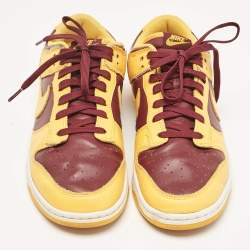 Air Jordans Yellow/Burgundy Leather Dunk Retro Arizona Lace Up Sneakers Size 44