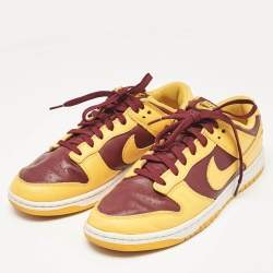 Air Jordans Yellow/Burgundy Leather Dunk Retro Arizona Lace Up Sneakers Size 44