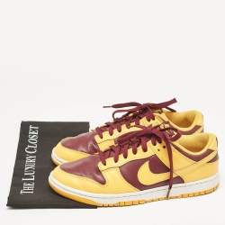 Air Jordans Yellow/Burgundy Leather Dunk Retro Arizona Lace Up Sneakers Size 44