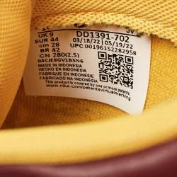 Air Jordans Yellow/Burgundy Leather Dunk Retro Arizona Lace Up Sneakers Size 44