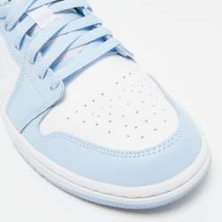 Air Jordans Blue/White Leather Jordan 1 Low White Ice Blue Sneakers Size 43