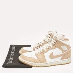 Air Jordans Tan/White Leather Jordan 1 Mid Tan Gum Sneakers Size 42.5