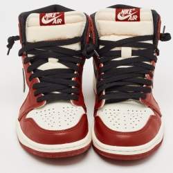 Pre Owned Air jordan Red/Black Leather 1Retro High Shattered Sneakers Size 40