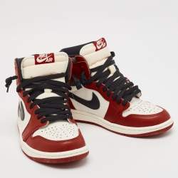 Pre Owned Air jordan Red/Black Leather 1Retro High Shattered Sneakers Size 40