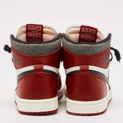 Pre Owned Air jordan Red/Black Leather 1Retro High Shattered Sneakers Size 40