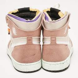 Air Jordans Beige/White Leather and Canvas Jordan 1 Mid Tan Gum Sneakers Size 45.5