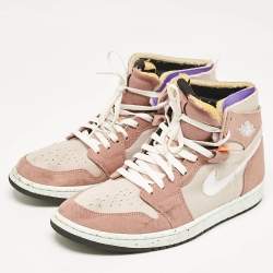 Air Jordans Beige/White Leather and Canvas Jordan 1 Mid Tan Gum Sneakers Size 45.5