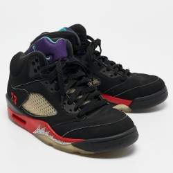 Jordan Black Nubuck Leather Air Jordan 5 Retro Supreme High Top Sneakers Size 40